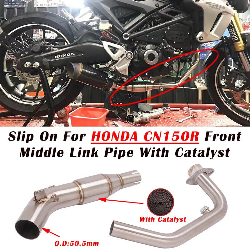 

Motorcycle Exhaust System 51mm Muffler Escape Modified Stainless Steel Slip On For Hond CB150R Front Middle Link Pipe With Catalyst