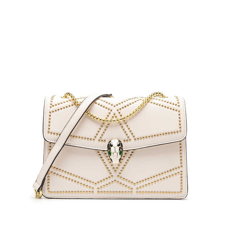

Luxury Clutch Bag Women's Messenger Snake Head Net Red Versatile One Chain Small Square, Black trumpet
