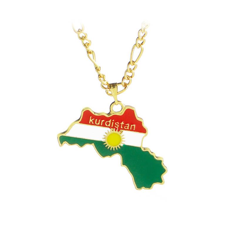 

Pendant Necklaces Colorful Map Necklace Kurdistan Maps Jewelry For Women Men Fashion Gift, Silver
