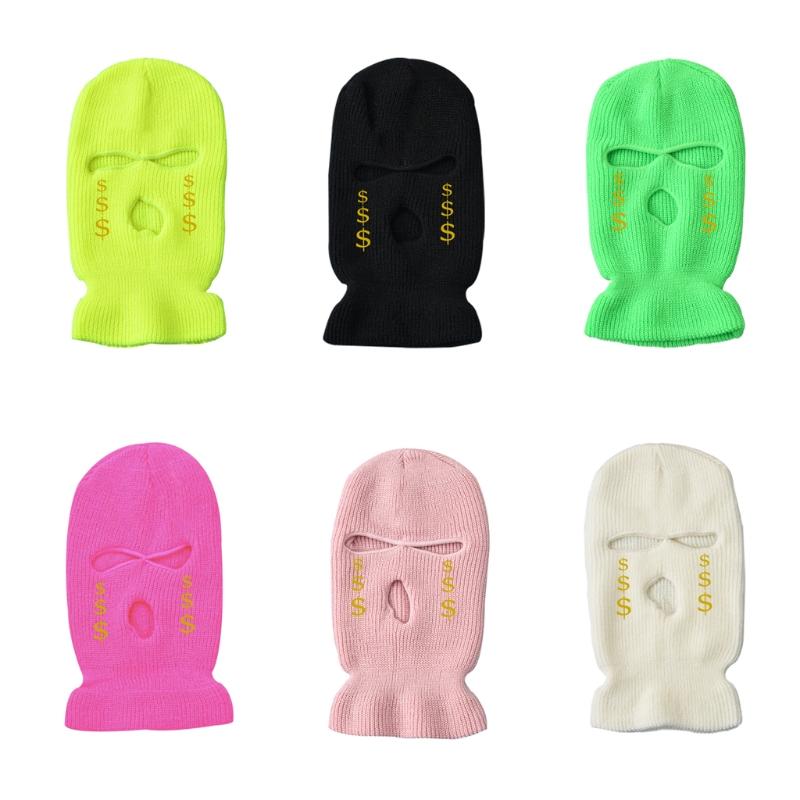 

Beanies Creative 3 Hole Face Mask Knitted Dollar Symbol Ski Full Cover Winter Balaclava Outdoor Cold Weather Skiing Riding