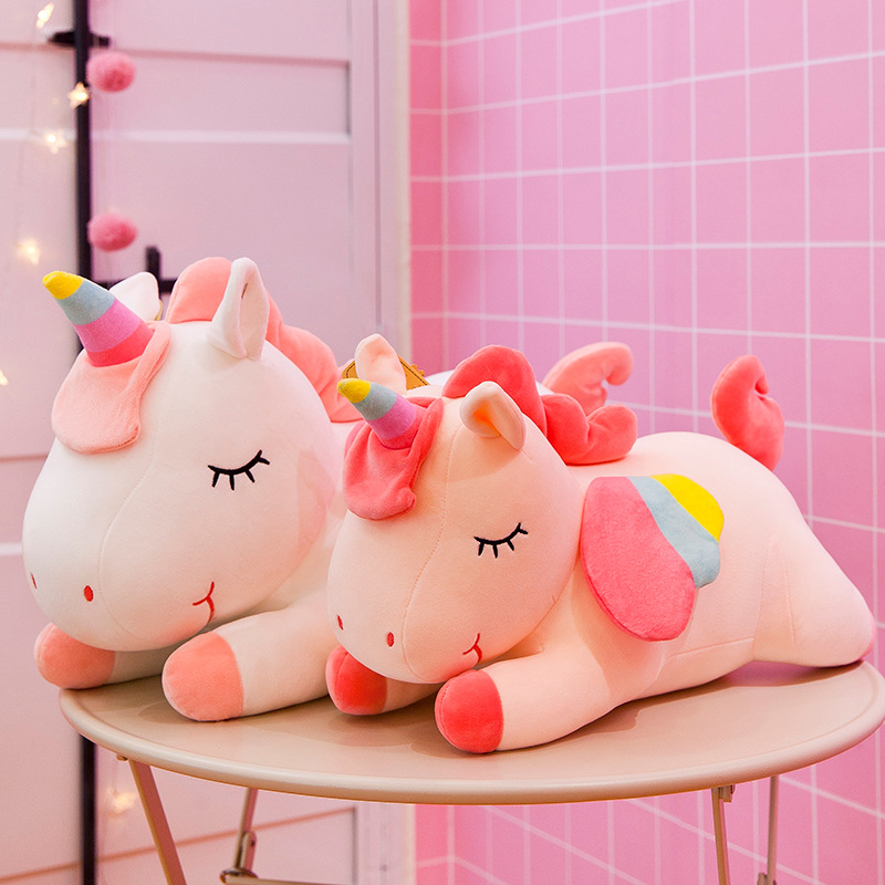 

Cute Unicorn Plush Toy  Rainbow Pony Doll Creative Stuffed Animal Pillow Christmas Birthday Gifts For Children, As picture
