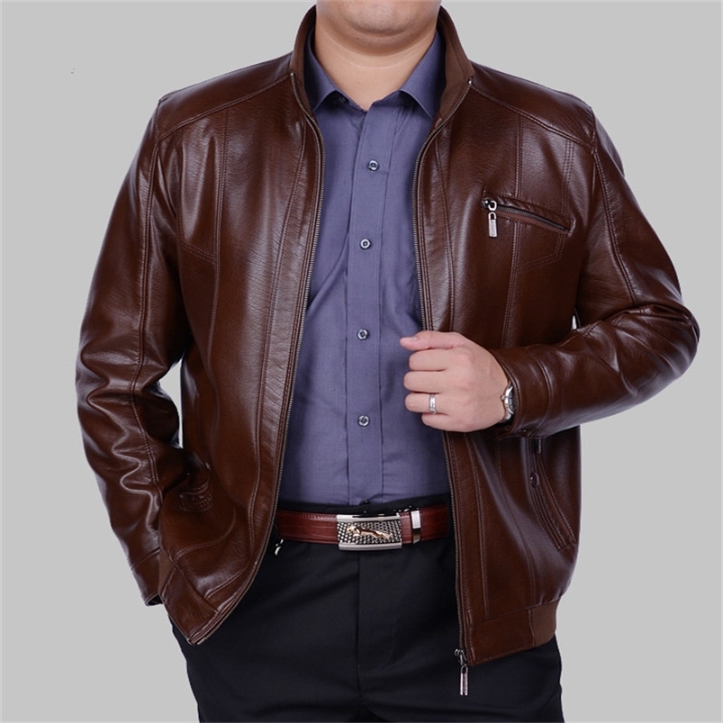 

leather jacket men Spring Autumn Casual business jacket Middle aged Men veste cuir homme jaqueta masculina de couro HH021 211111, 5189 black