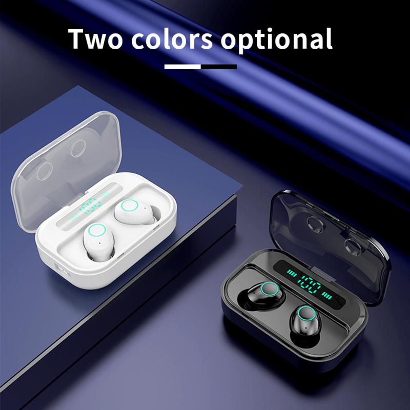 

cell phone earphones savioke m7 wireless earphone 5.0 earbuds mic hd calls hifi sport headset with charging box for charge smartph