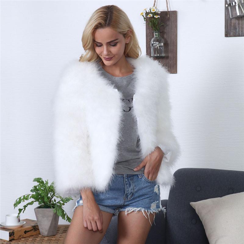 

Women's Fur & Faux 2021 Elegant Coat Thicken Warm Outwear Women Winter Jacket Long Sleeve White Black Plus Size O15