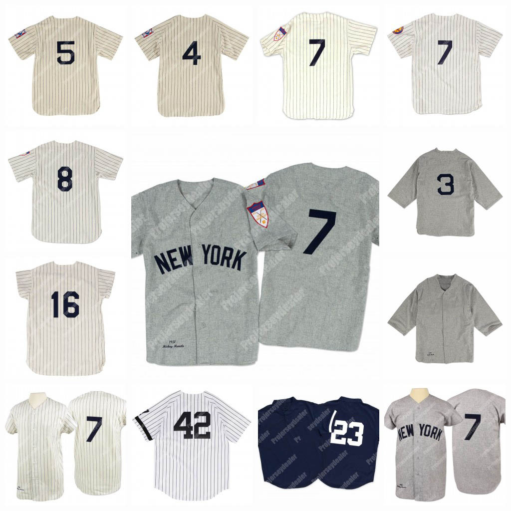 

3 Babe Ruth 1929 Vintage Baseball Jersey 4 Lou Gehrig 5 Joe DiMaggio 1939 7 Mantle Yogi Berra 1951 Whitey Ford Retror Vintage, 51 bernie williams 1995 navy