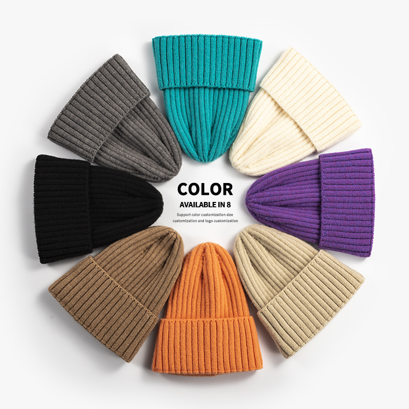

Beanie/Skull Caps Autumn and Winter Knitted Korean-Style All-Match Solid Color Woolen Womens Outdoor Thickened Warm Hat Factory in Stock, 20b119 khaki