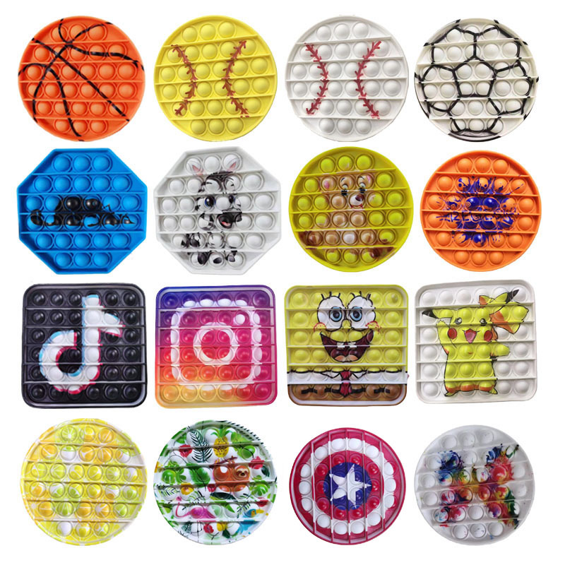

Party Favor Pop It Fidget Toy Football Baseball Style Push Bubbles Silicone AntiStress Relief Sensory Toys