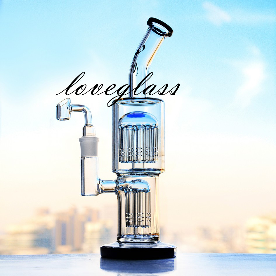 

11.4inchs Toro Glass Bong Arm Tree Perc Hookahs Smoke Oil Burner Pipe Bubbler Recycler Dab Rig Wax cigarette Accessories With 18mm banger