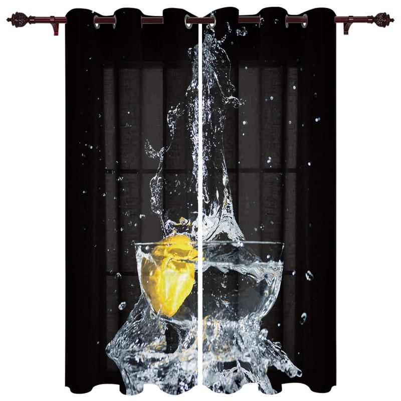 

Exquisite Home Luxury Curtains Lemon Water Splash Living Room Dining Bedroom El Translucent Curtain & Drapes