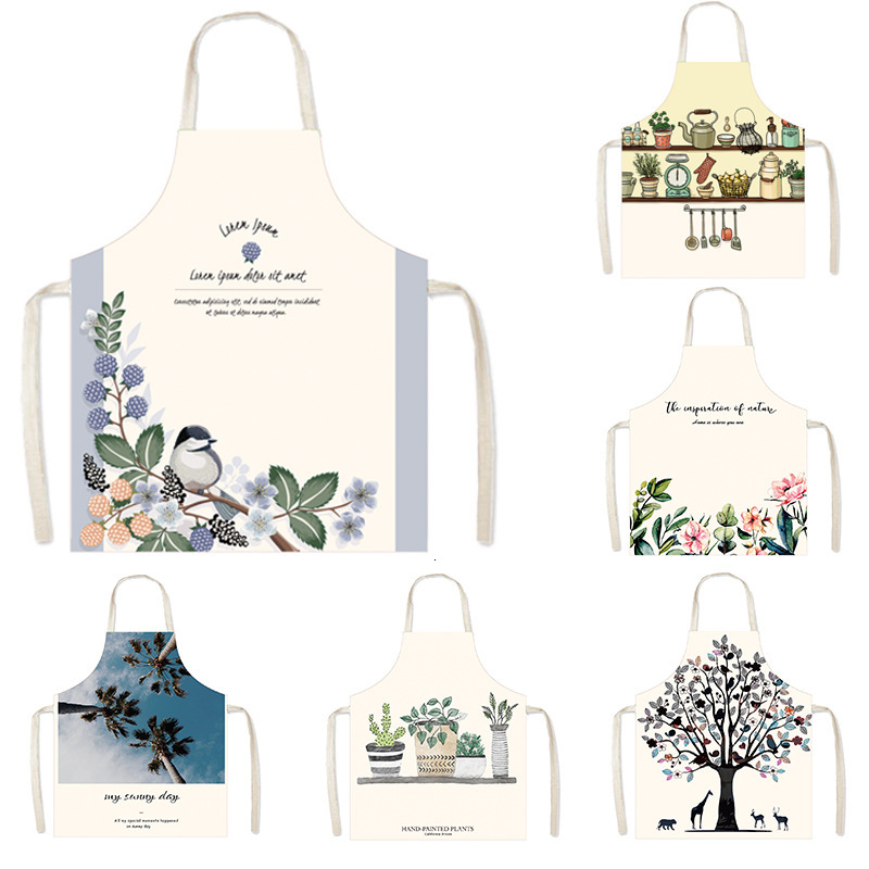 

ins green leaf kitchen apron cooking sleevels smock linen children apron