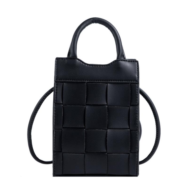 

Evening Bags Woven Mobile Phone Bag Women's 2021 Winter Portable Small Square Korean Personality Shoulder Messenger