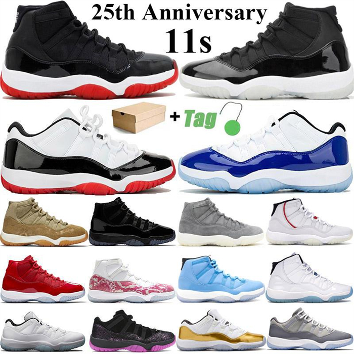

2021Top Jumpman 11 Basketball Shoes 11s 25th Anniversary 23 Concord 45 Orange Trance Bright Citrus Metallic Silver Cool Grey White Bred GS Heiress Sports Sneakers, Box