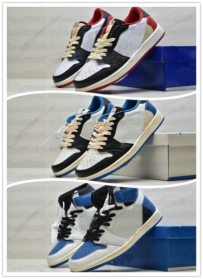 

Fragment x 1 Travis Scott Low High 1s Sports Trainer Shoes Military Blue Cactus Jack Men Womens Basketball Sneakers, Others