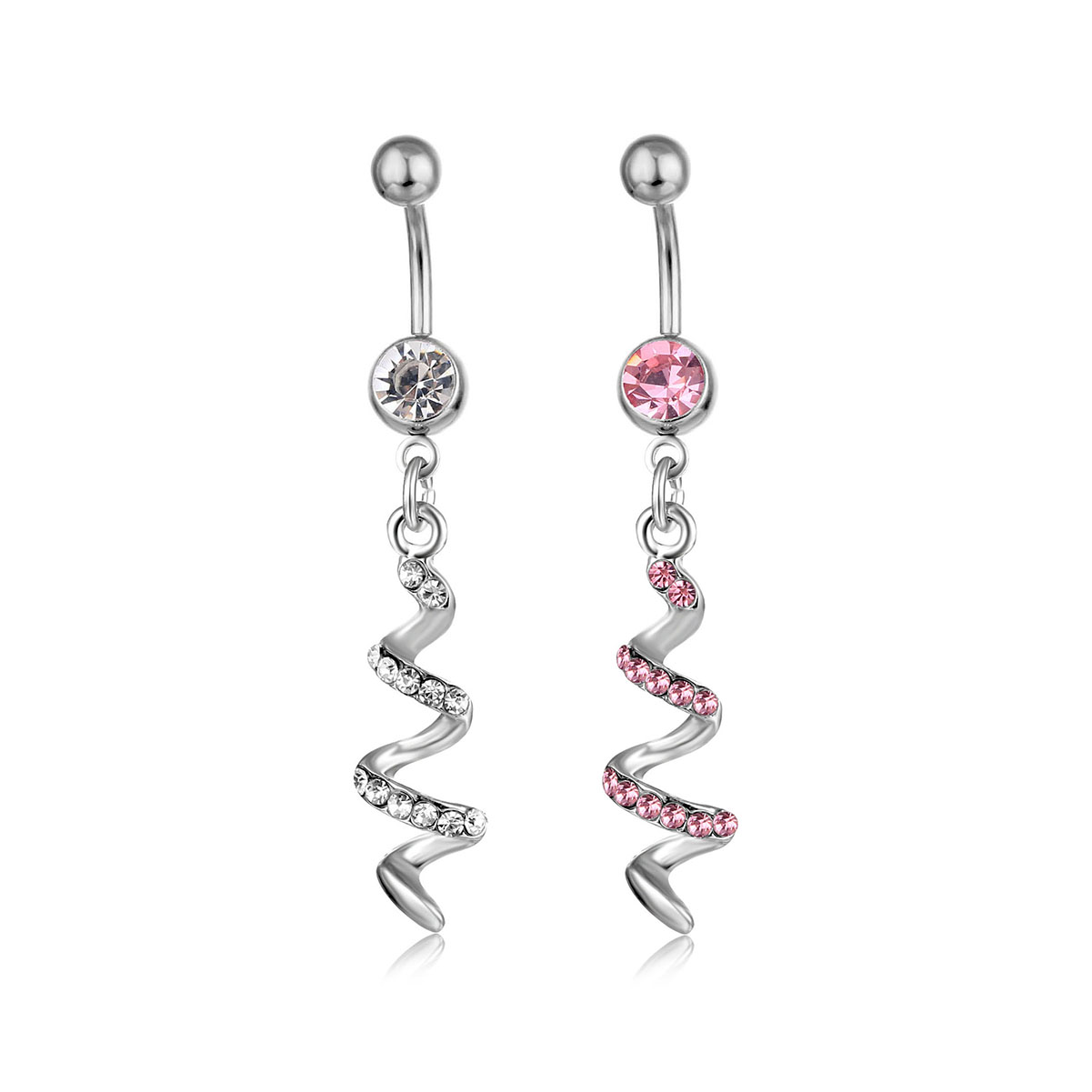 

D0013-2 ( 2 colors ) piercing body jewelry new style navel belly ring clear & PINK colors stone drop shipping, Silver