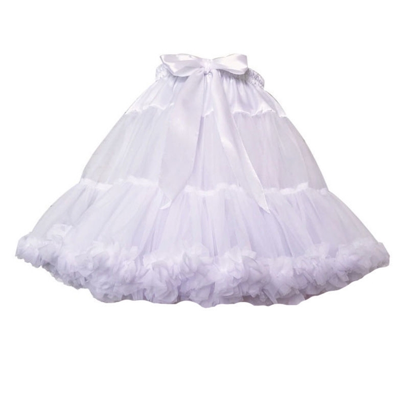 

Women Girls Ruffled Short Petticoat Solid White Color Fluffy Bubble Tutu Skirt Puffy Half Slip Prom Crinoline Underskirt No Hoop 210629, White cloud bustle