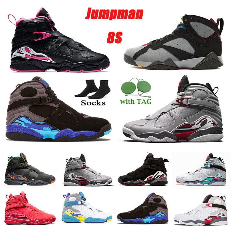 

Jumpman 8 8s mens basketball shoes sneakers Pinksicle Valentine's South Beach Raid Aqua Chrome 3M Reflective Raid Multi-Color men outdoor trainers sports shoe, Pay for box