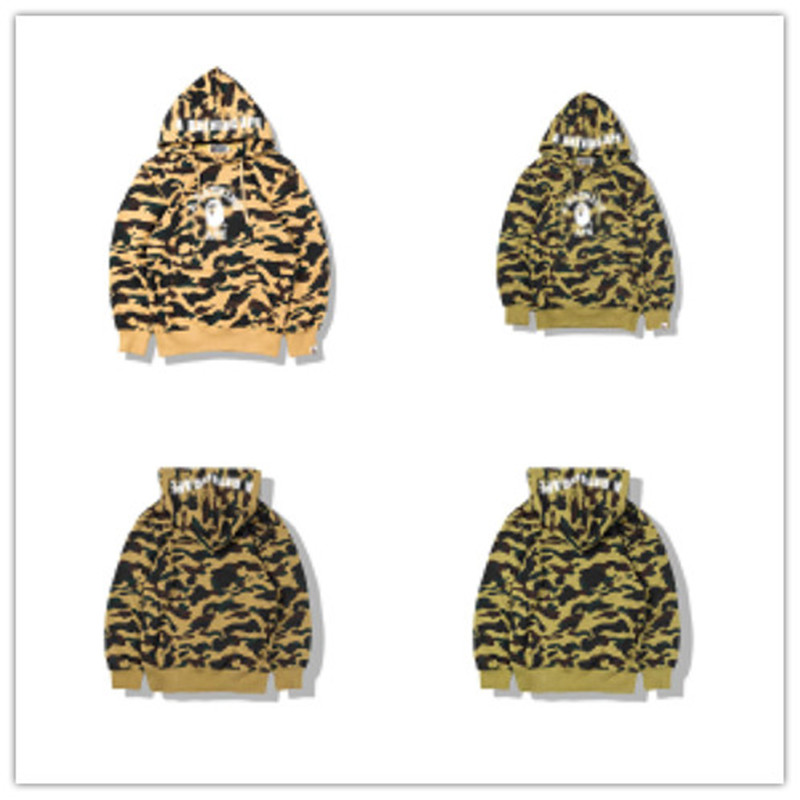 

2020 A Bathing Ape Men Full Zip Shark Head Camo Hoodie Coat Sweatshirt Jacket, Black