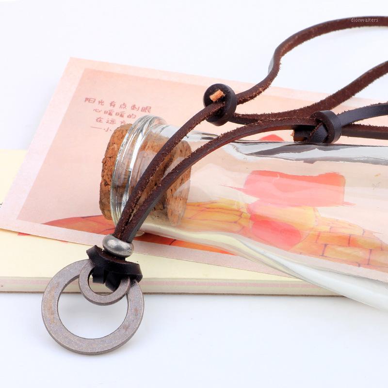 

Necklace Cowhide Leather Rope Ethnic Style Retro Fashion Trend Simple Round Long Pendant Holiday Men And Women Gift Accessories Chains