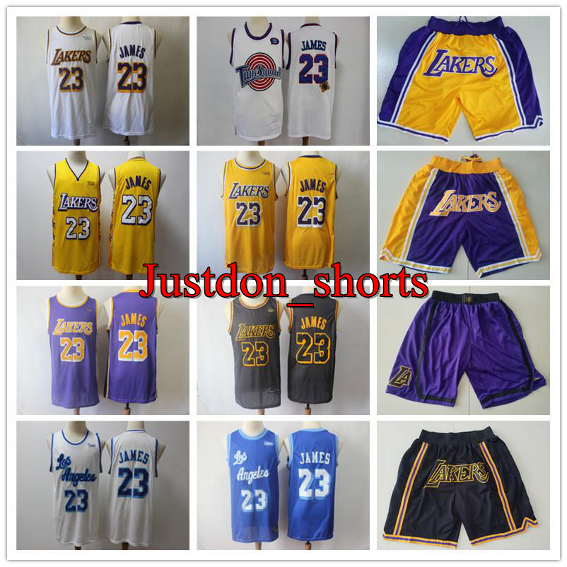 

Mens Los Angeles Lakers Basketball Jerseys Throwback LeBron 23 James Basketball Shorts Black Yellow Purple White Blue Good Best