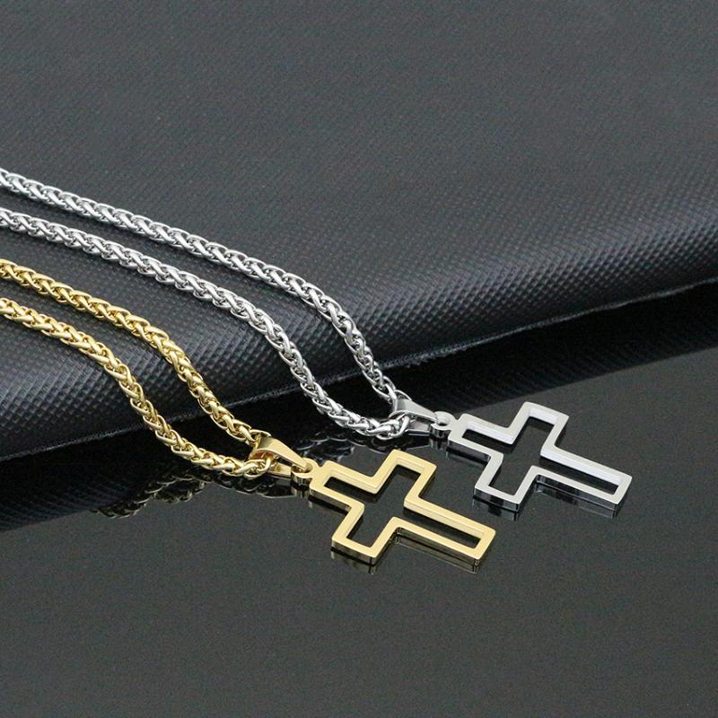

Pendant Necklaces 2021 Fashion Cross Pendent Necklace Stainless Steel For Men/Women Gold Color Choker Jewelry, Silver