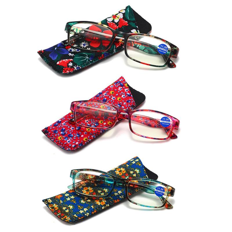 

Sunglasses Anti Blue Ray Lens Reading Glasses With Bag For Women Men Fashion Print Ultralight PC Frame Presbyopia Eyewear +1.0~+4.0
