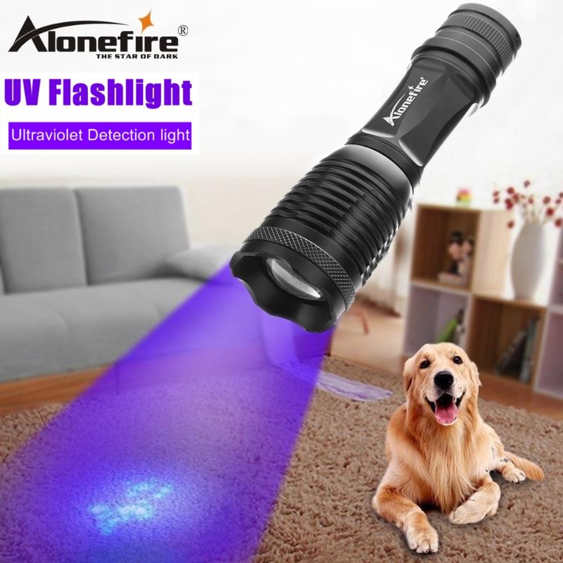 

AloneFire High Power Zoom UV Light Ultraviol 395nm Travel Safety Cat Dog Pet Urine Detection Torch Lamp 18650 Battery Flashlights Torches