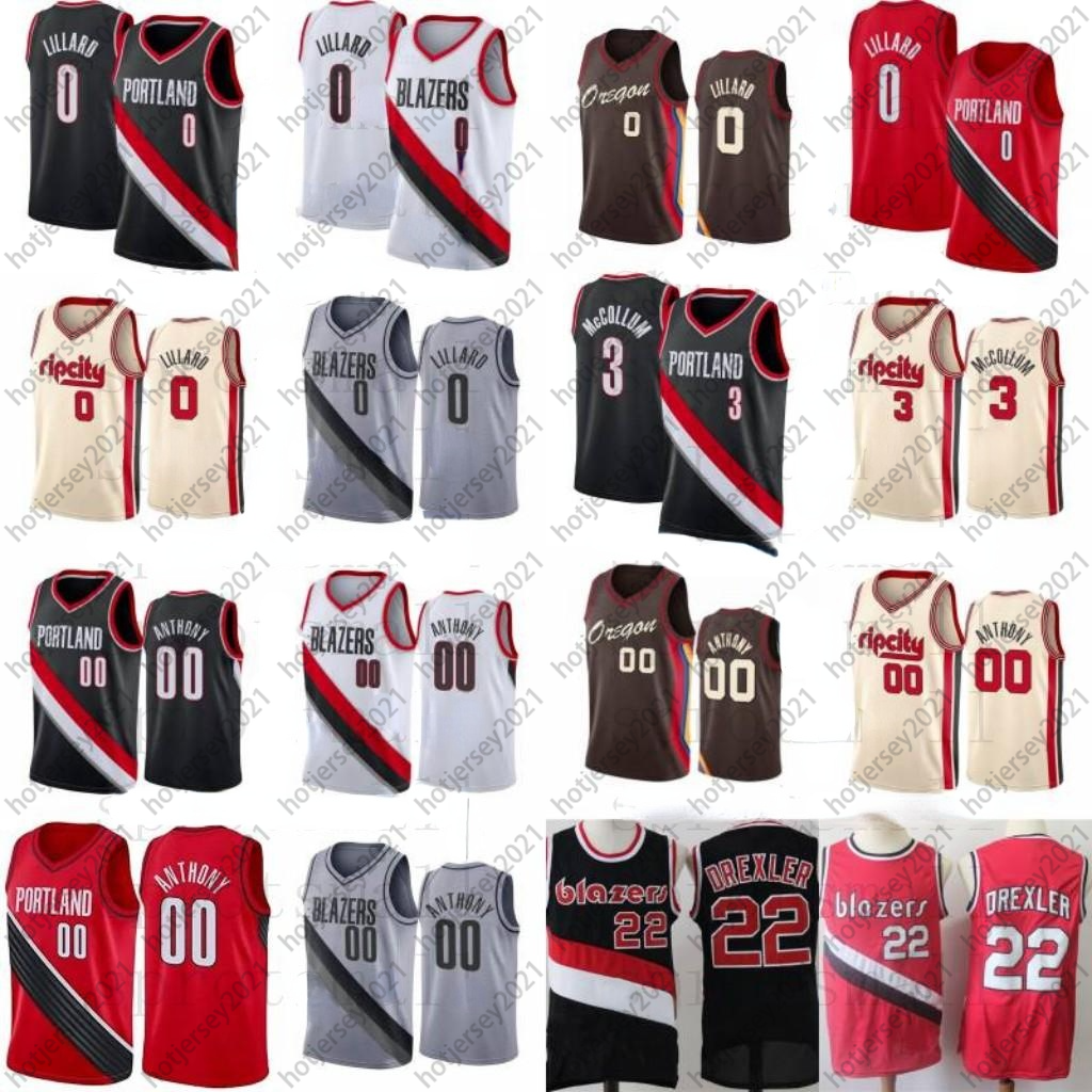 

Vintage Clyde 22 Drexler Carmelo 00 Anthony Basketball Jersey Mens Damian 0 Lillard CJ 3 McCollum City Shirt Size S-2XL, Color1