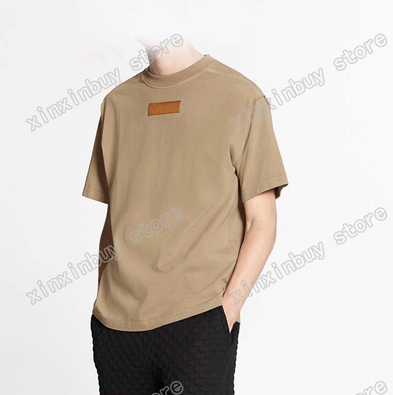 

21ss men printed t shirts Chest label letter clothes short sleeve mens tag letters polo black khaki