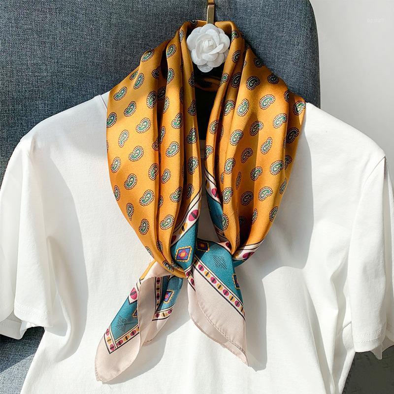 

Scarves 70 * 70cm Handkerchief Silk Hair Scarf Ladies Fashion Print Headband Women Small Wrapmuffler Neckerchieffoulard Hijab Girl, Blue;gray
