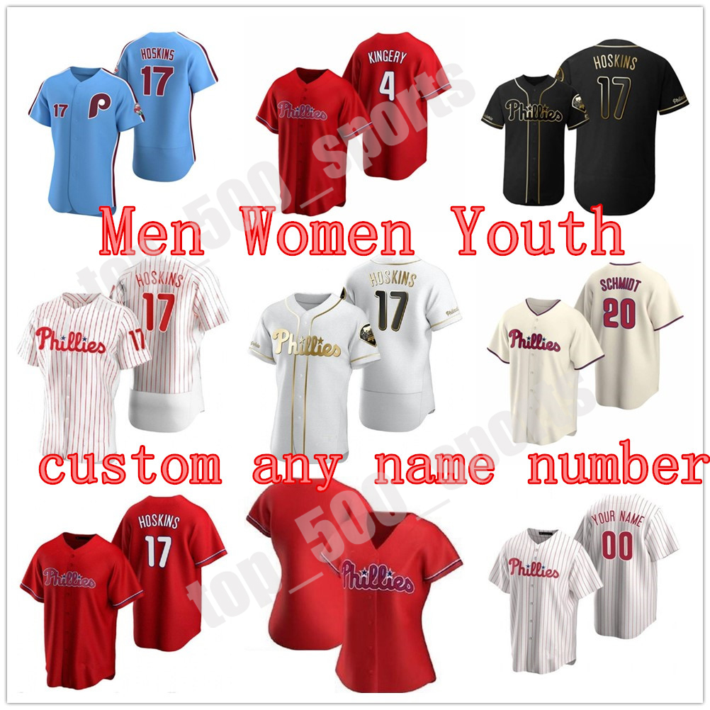 

Custom Philadelphia 2021 Phillies Jersey 3 BryceHarpe 17 Rhys Hoskins 10 JT Realmuto Men Women Youth Kids any name number jerseys stitched, Colour 3