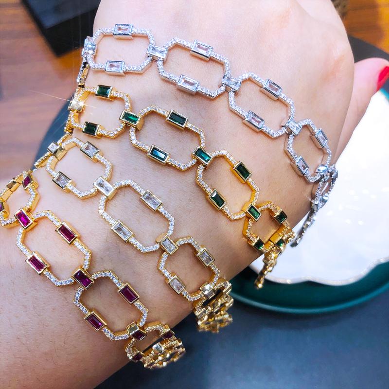 

Bangle Missvikki Elegant Cute Fine Shiny CZ Chains Bracelet For Women Bridal Wedding Engagement Party Show Jewelry Fashion