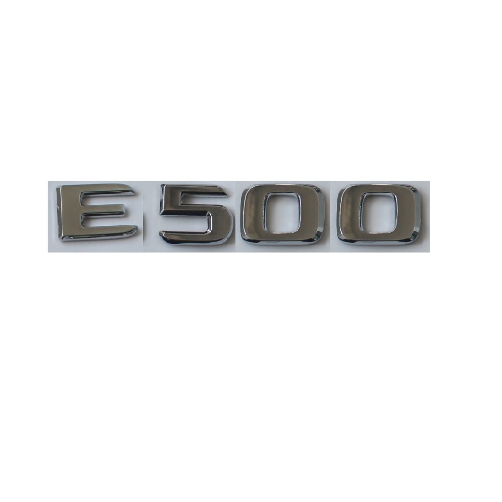 

Flat Chrome ABS Rear Trunk Letters Badge Badges Emblem Emblems Sticker for Mercedes Benz E Class E500 2017-2019, Silver