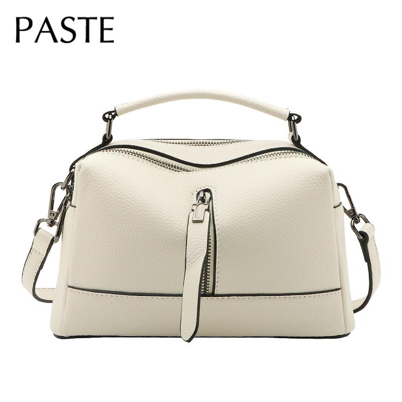 

Evening Bags Fashion Genuine Cowhide Leather Small Tote 2021 All-match Luxury Beige Designer Handbag 2 Straps Women Shoulder Bag #8001, Black