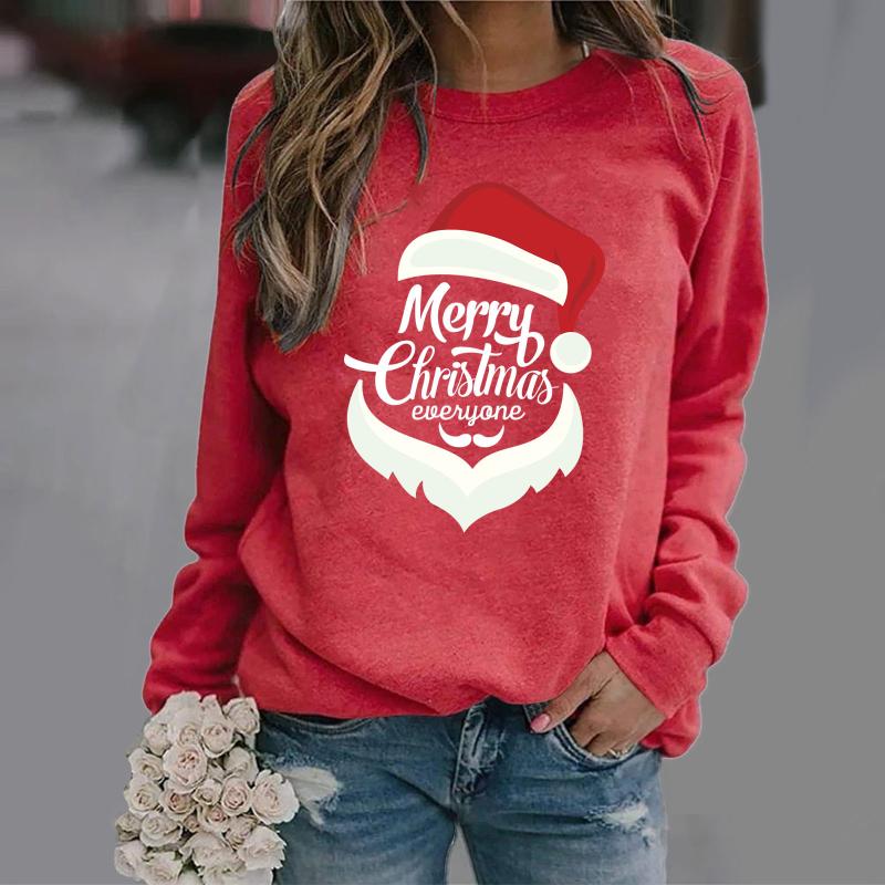 

Women' Hoodies & Sweatshirts Christmas Print Crewneck Autumn Winter Long-sleeve Xmas Vintage Casual Pullover Tops, Gy