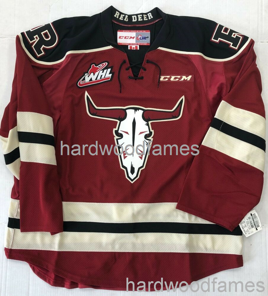 

Stitched New CCM Red Deer Rebels Hockey Player Jersey WHL CHL custom any name number