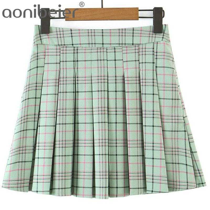 

Spring Summer Women High Waist Skirts Sweet School Girls Pleated Mini Skirt Female A-Line Bottoms 210604, 01