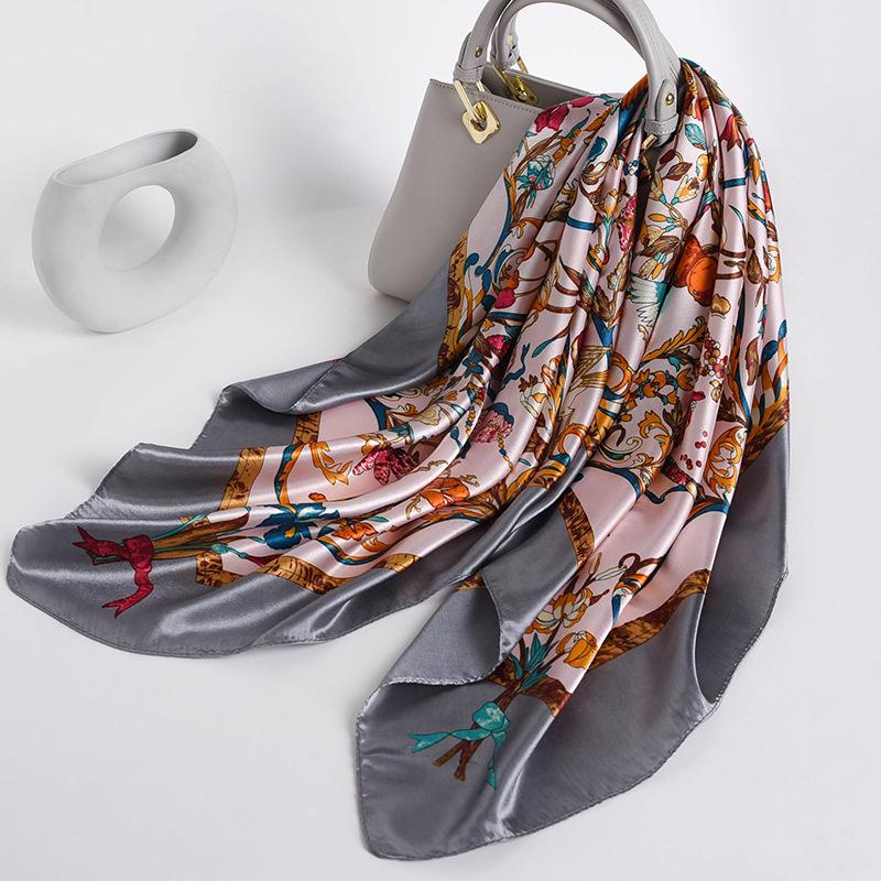 

Scarves Silk Satin Square Scarf Women Hijab Headband Bandana Hair Tie Band Print Skinny Headware Ladies Bag Wrap Handkerchief 90*90cm