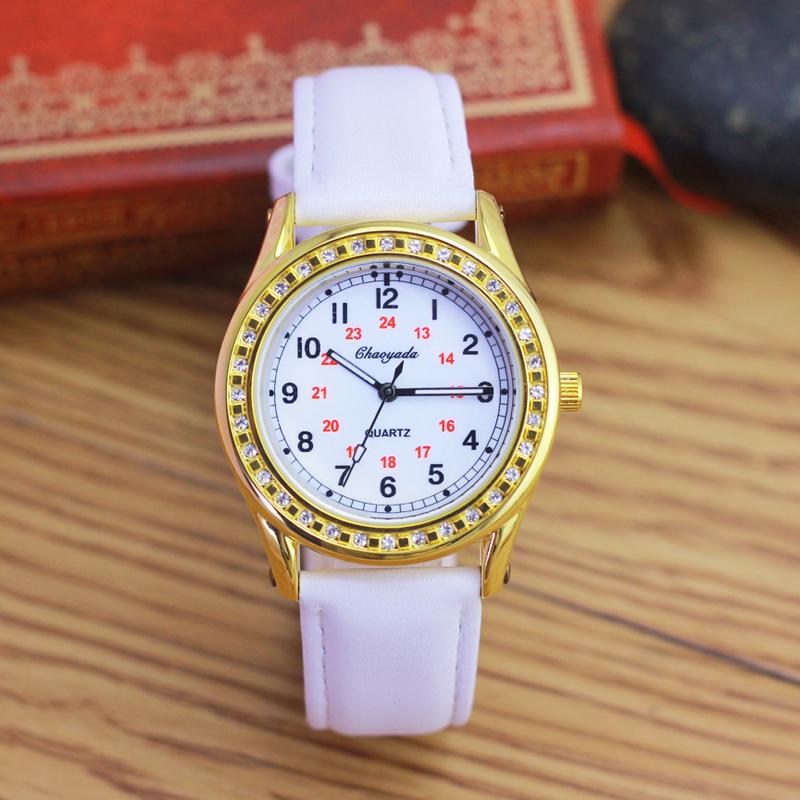 

Wristwatches 2021 Chaoyada High Quality Seller Men Boys 24 Hours Quartz Older Father Grandpa Gifts Leather Watches, White