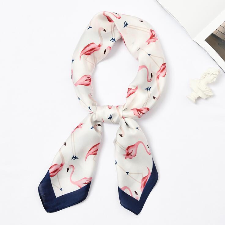 

Scarves Yishine 70x70cm Women Multifunction Polyester Silk Scarf Flamingo Animals Printed Satin Small Square Wraps Shawl, Blue;gray