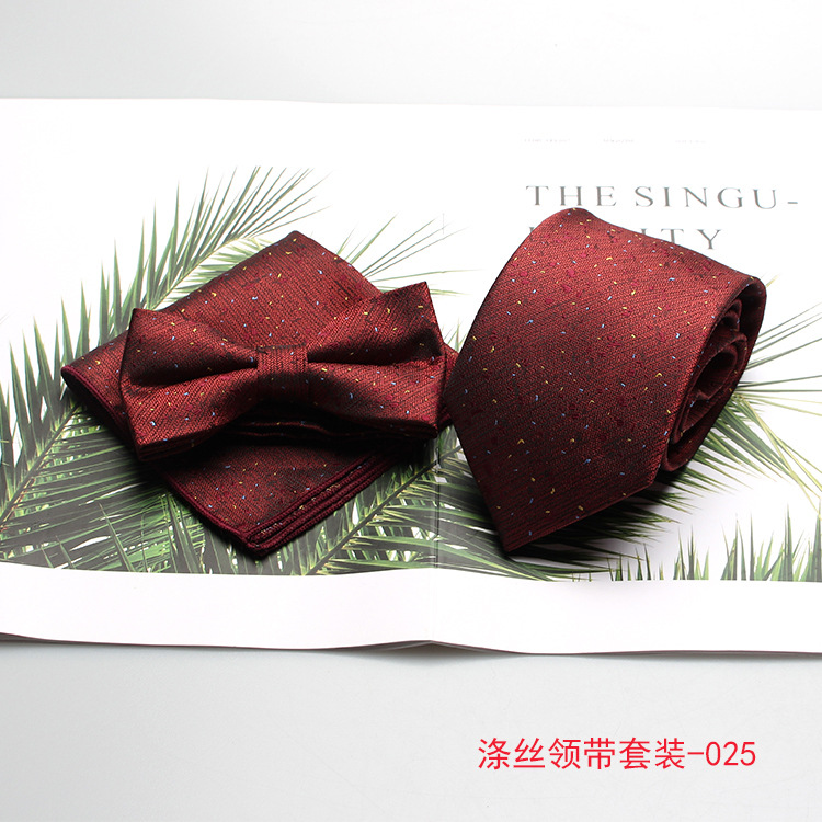 

Neck Ties Products in Stock Mens Formal Wear Banquet Marriage Groom Man Burgundy Three-Piece Set