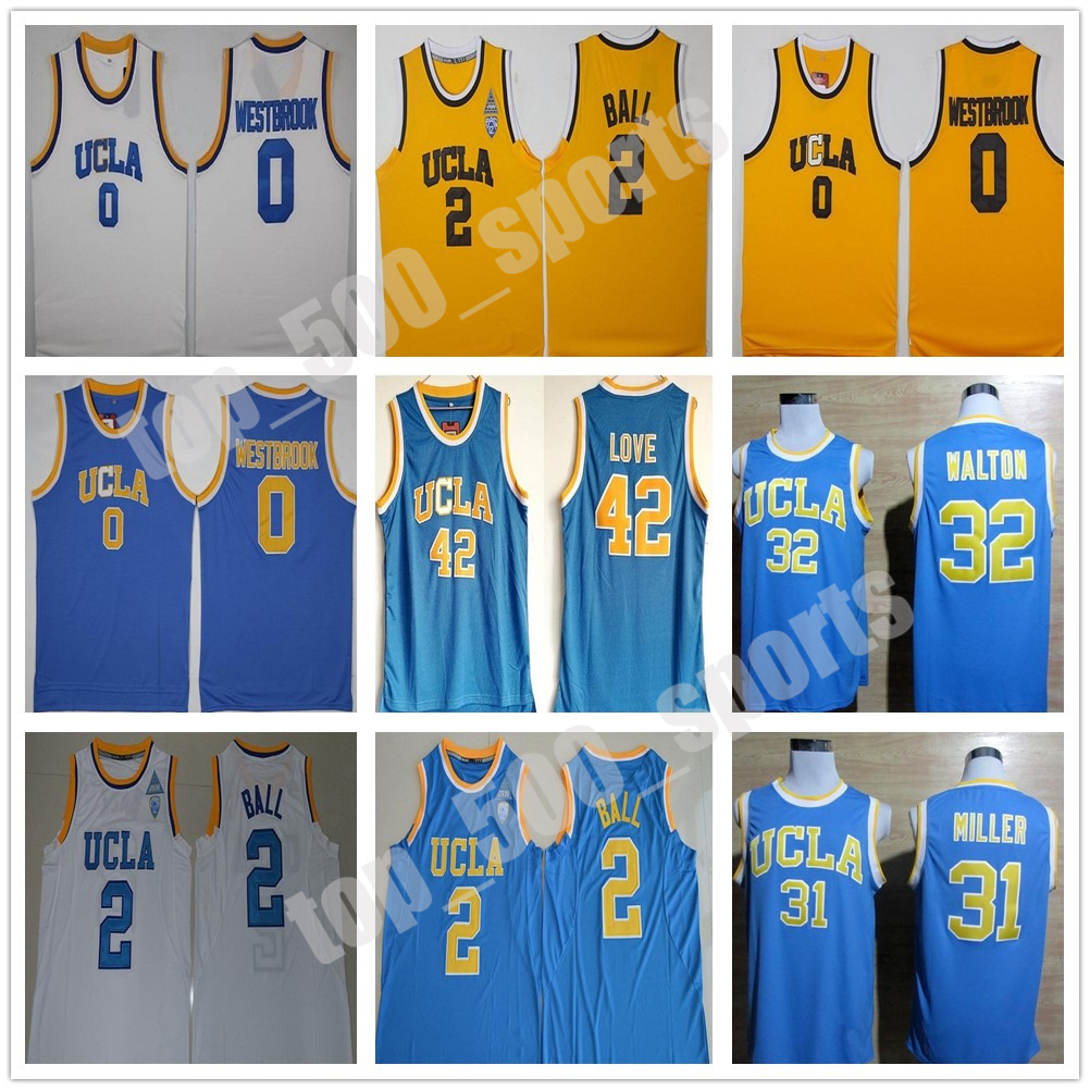 

UCLA Bruins College Basketball Russell Westbrook Lonzo Ball Zach LaVine Reggie Miller Bill Walton Kevin Love Blue Jersey, Colour 1