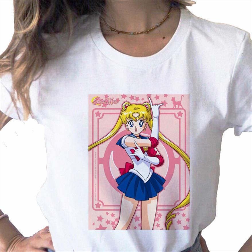 

Harajuku Sailor Moon Summer Fashion Men T Shirts Print Ladies Casual Basis O Collar White Short Sleeve Shirt,drop Ship, Color3