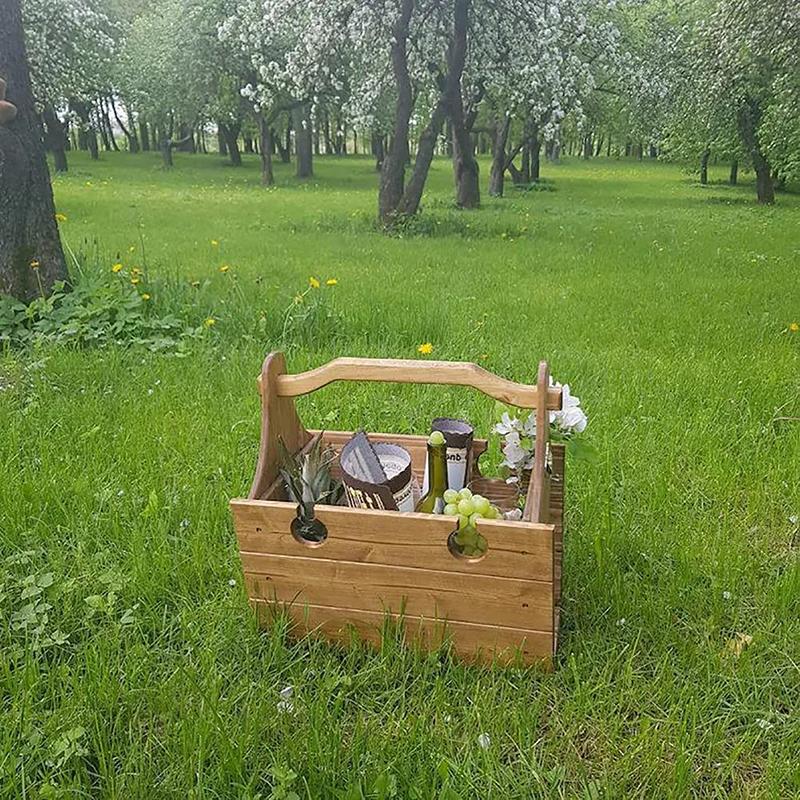 

Camp Furniture Two Colors Folding Table Garden Countryside Outdoor Tables Portable Multifunctional Picnic Basket Wine Fruits Rack Camping