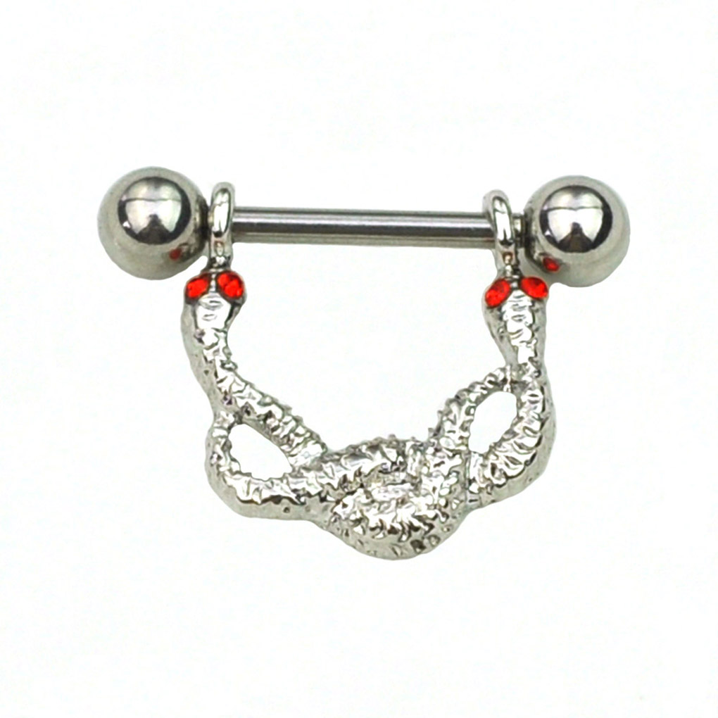 

D0662 Double Snake Red Colors Nipple Ring