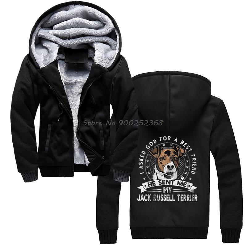 

Men's Hoodies & Sweatshirts Grunge Style Jack Russell Terrier Hoodie Dog Friend Men Thicken Hooded Jacket Sweatshirt Winter Coat Streetwear, Black