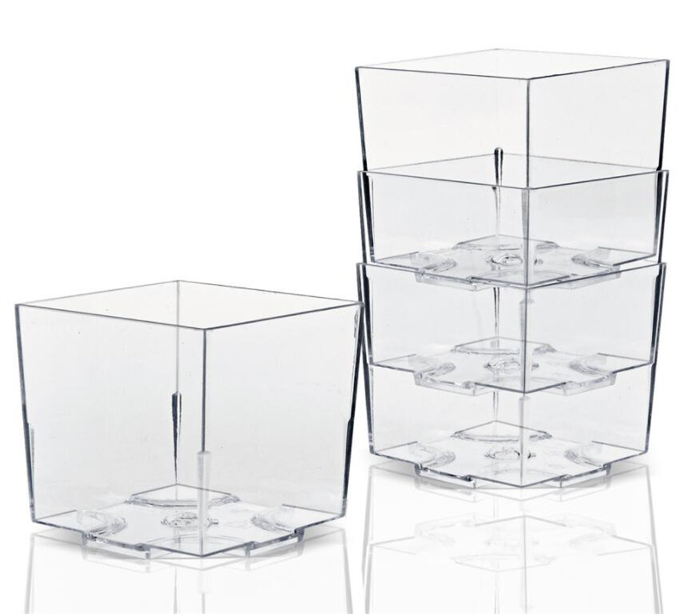 

Wholesale Drinkware Mini Plastic Dessert Cups 2 oz Square Shooters for Chocolate Appetizers Samplers Parfait Shot Glasses KD