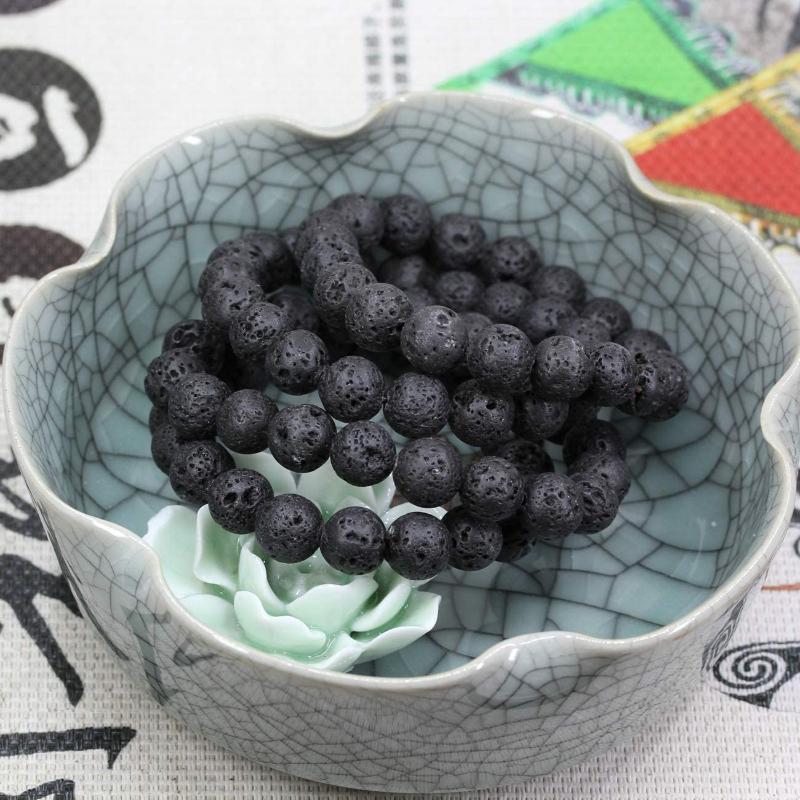 

Link, Chain 10mm Round Bead Crystal Elastic Bracelet, Black