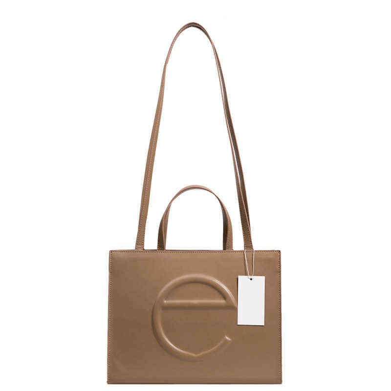 

2021 Fashion Brand Telfaring Bag Popular Bloger Women Shoulder Casual Pu Leather Square Hand Celebrity Shopper Luxury, Rose red