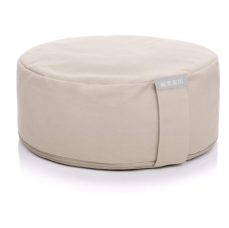 

Premium100% Durable Cotton Solid Color Round Yoga Meditation Cushion Cover Plain Yoga Zafu Zen Bolster Pillow Case, Beige