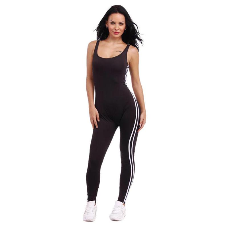 

Women's Jumpsuits & Rompers Full Length Jumpsuit Bodysuit Women Black Clothing Streetwear Sexy Backless Sports Side Stripe Tracksuit Vest Ca, Black;white